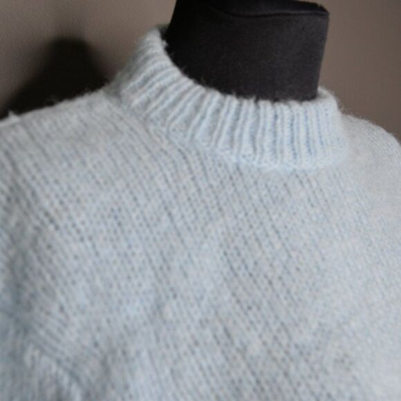 Tibi Alpaca Knit Cozette Blue Puff Sleeve Sweater Sz S - Picture 5 of 9